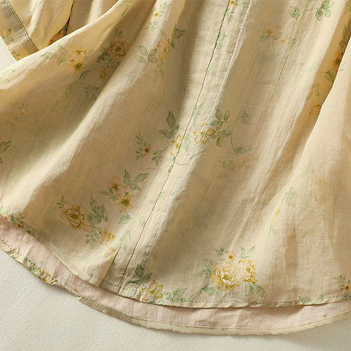 Buddha Stones Camicia da donna in cotone con maniche corte, bottoni a rana e risvolto - image 21