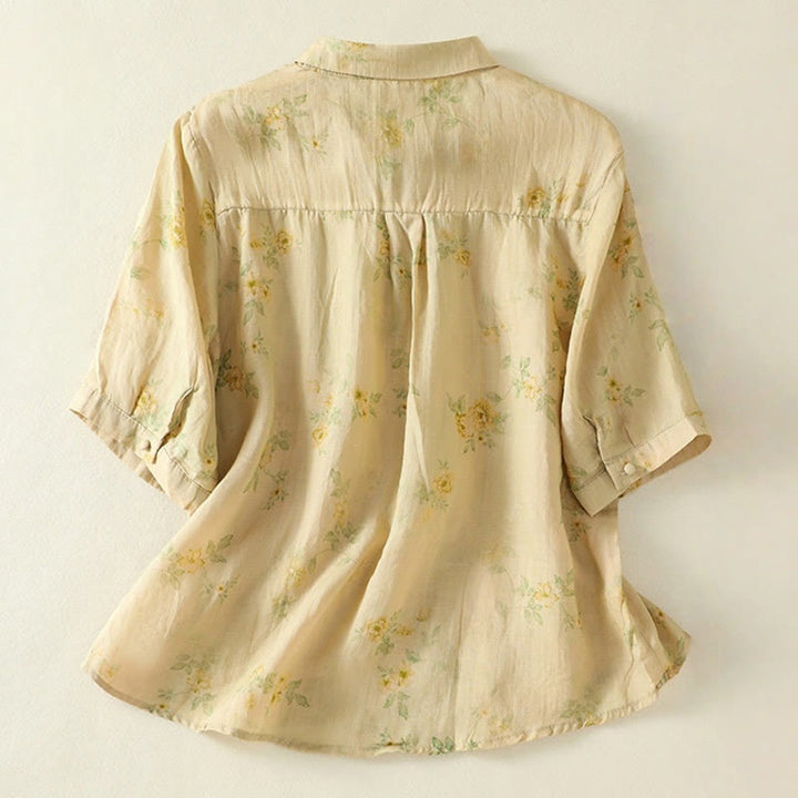 Buddha Stones Camicia da donna in cotone con maniche corte, bottoni a rana e risvolto - image 17