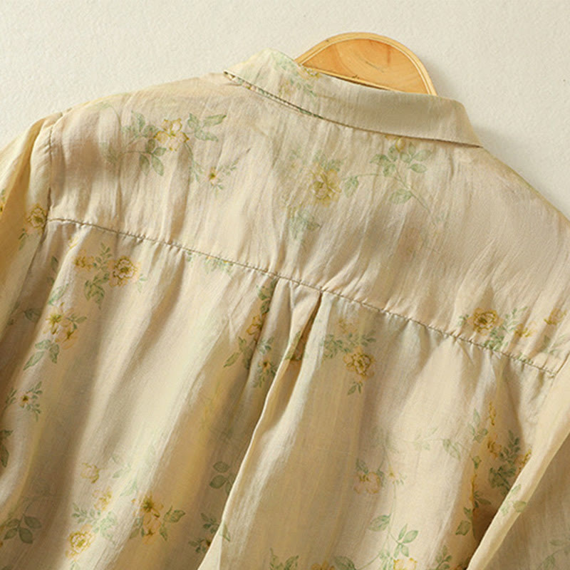 Buddha Stones Camicia da donna in cotone con maniche corte, bottoni a rana e risvolto - image 19