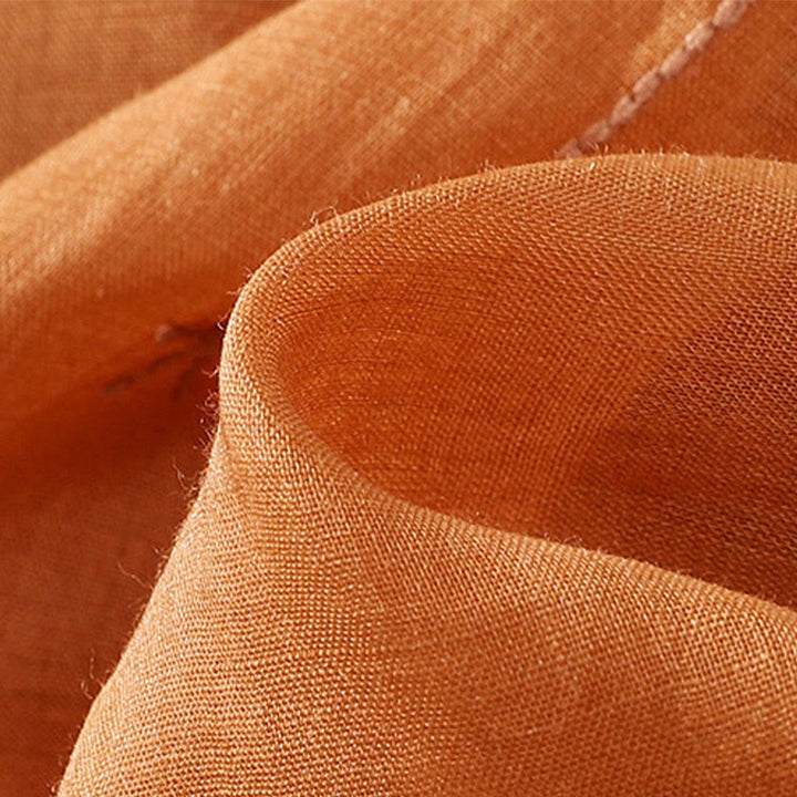 Maglietta da donna in cotone e lino con mezza manica, ricamo Buddha Stones, orlo floreale e spacco - image 19