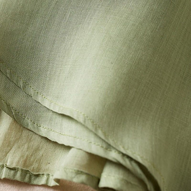 Camicia da donna in cotone e lino, modello Buddha Stones, retro, tinta unita, finto due pezzi, bottoni, mezza manica - image 26