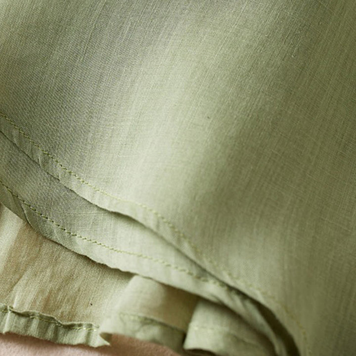 Camicia da donna in cotone e lino, modello Buddha Stones, retro, tinta unita, finto due pezzi, bottoni, mezza manica - image 26