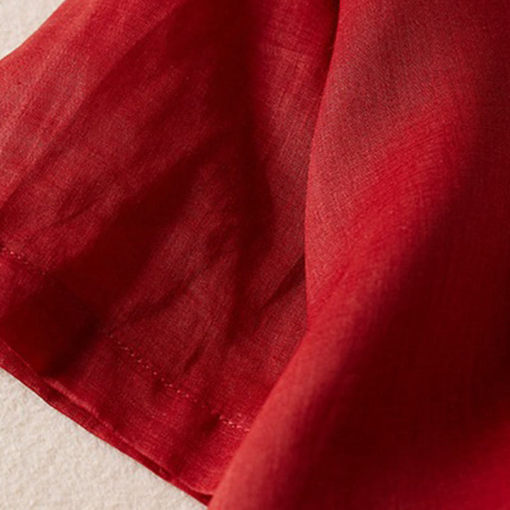 Camicia da donna in cotone e lino, modello Buddha Stones, retro, tinta unita, finto due pezzi, bottoni, mezza manica - image 16