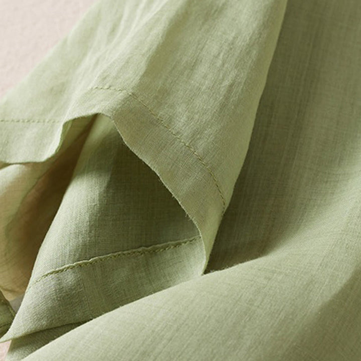 Camicia da donna in cotone e lino, modello Buddha Stones, retro, tinta unita, finto due pezzi, bottoni, mezza manica - image 25