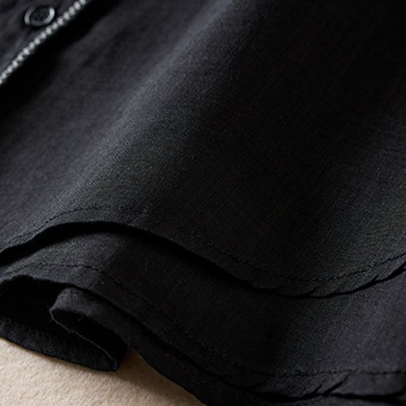 Camicia da donna in cotone e lino, modello Buddha Stones, retro, tinta unita, finto due pezzi, bottoni, mezza manica - image 33