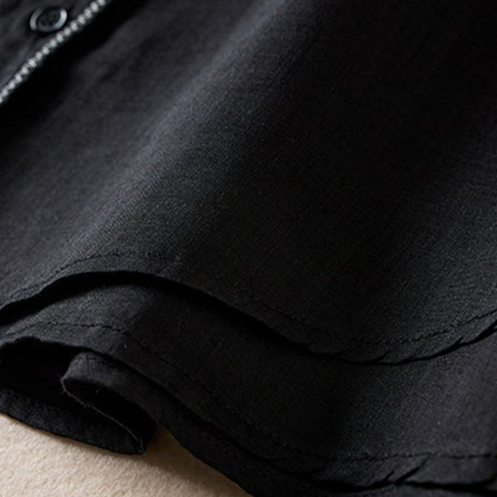 Camicia da donna in cotone e lino, modello Buddha Stones, retro, tinta unita, finto due pezzi, bottoni, mezza manica - image 33