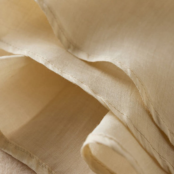 Camicia da donna in cotone e lino, modello Buddha Stones, retro, tinta unita, finto due pezzi, bottoni, mezza manica - image 42