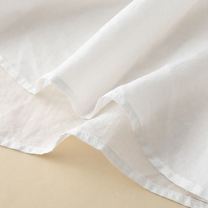 Buddha Stones Maglietta estiva da donna in cotone e lino con maniche a lanterna a tre quarti e ricamo - image 9