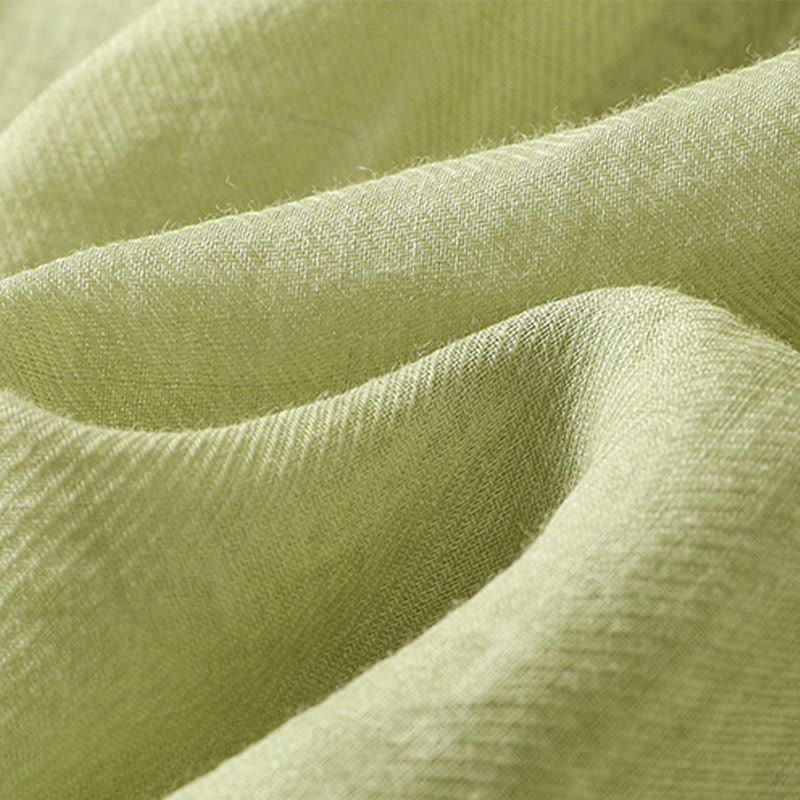 Camicia monopetto da donna in cotone e lino con maniche a tre quarti e ricamo Buddha Stones - image 9