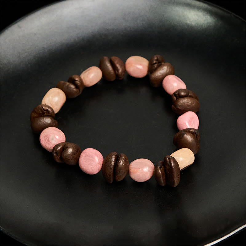 Bracciale Buddha Stones fatto a mano con chicchi di caffè naturali irregolari - image 4