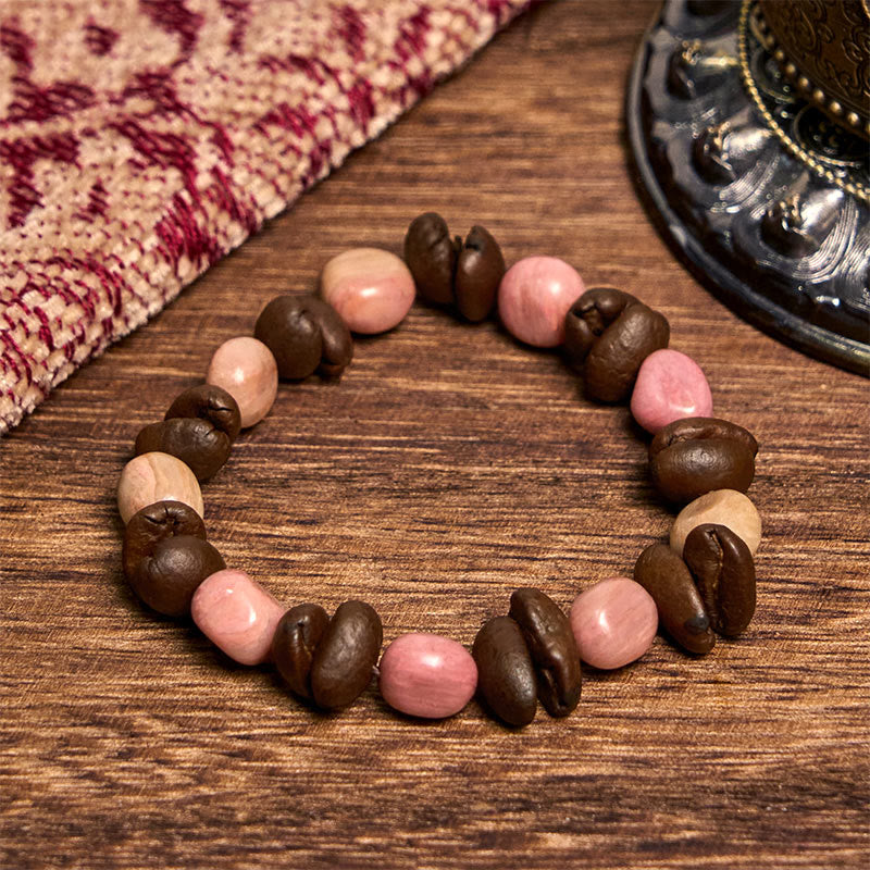 Bracciale Buddha Stones fatto a mano con chicchi di caffè naturali irregolari - image 3