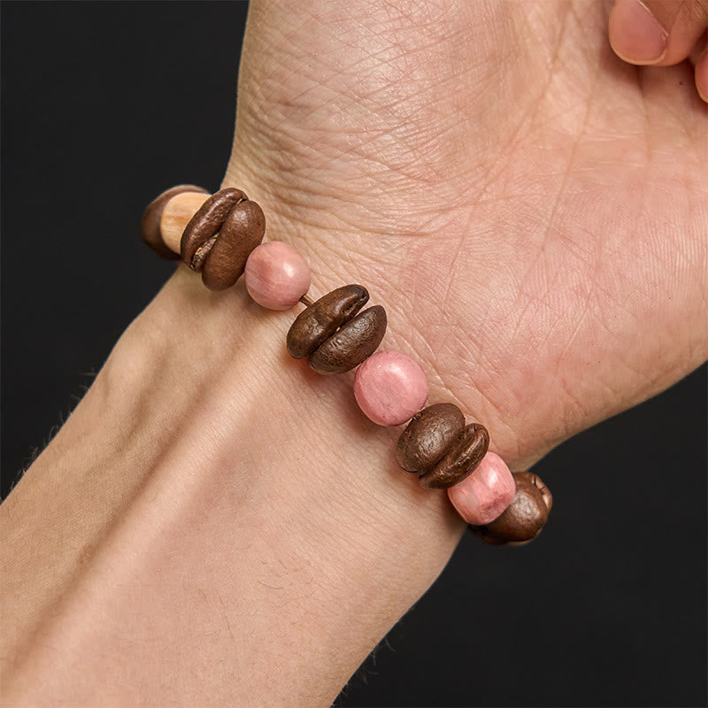 Bracciale Buddha Stones fatto a mano con chicchi di caffè naturali irregolari - image 5