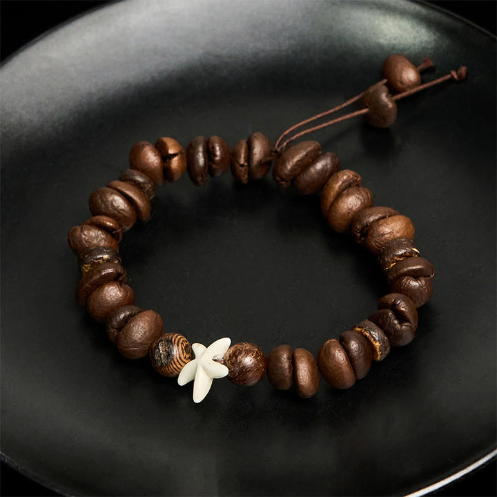 Bracciale a forma di stella marina con perline di legno, chicchi di caffè naturali fatti a mano Buddha Stones - image 4