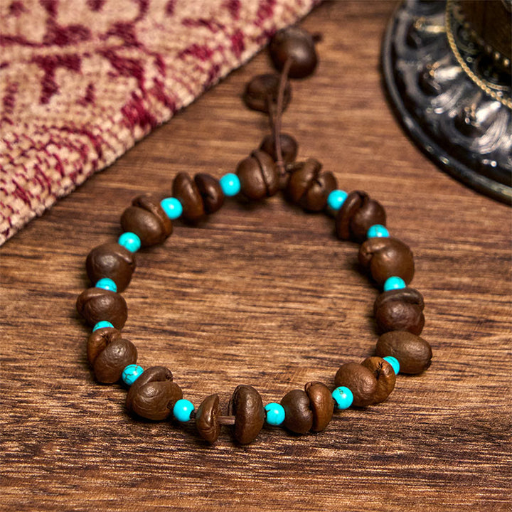 Bracciale con perline turchesi in chicchi di caffè naturali fatti a mano con Buddha Stones - image 2