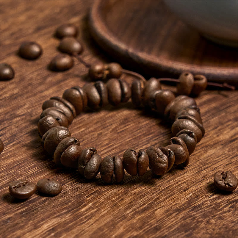 Bracciale Buddha Stones fatto a mano con chicchi di caffè naturali - image 2
