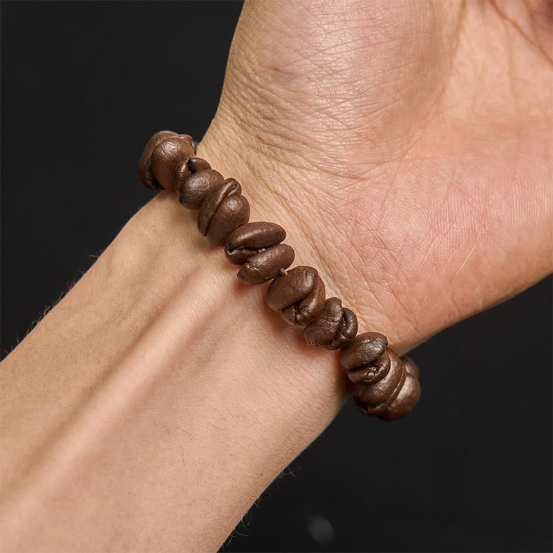 Bracciale Buddha Stones fatto a mano con chicchi di caffè naturali - image 5