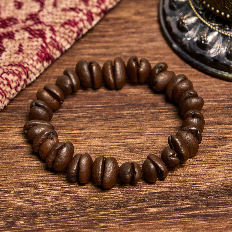 Bracciale Buddha Stones fatto a mano con chicchi di caffè naturali - Chicchi di caffè (circonferenza del polso 14-17 cm) - image 6