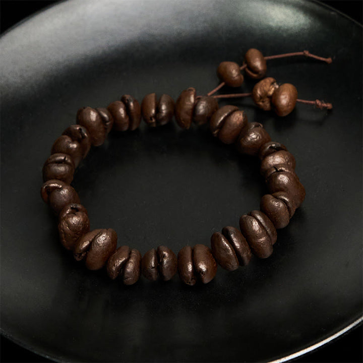 Bracciale Buddha Stones fatto a mano con chicchi di caffè naturali - image 4