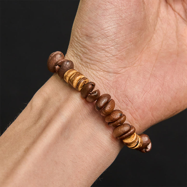 Bracciale della felicità in chicchi di caffè naturali fatti a mano con Buddha Stones e guscio di cocco - image 10