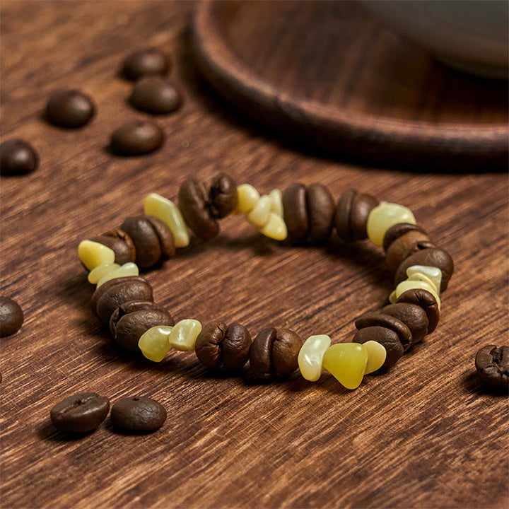 Bracciale di cristallo irregolare fatto a mano con chicchi di caffè naturali, ametista, citrino e amazzonite, Buddha Stones - image 47