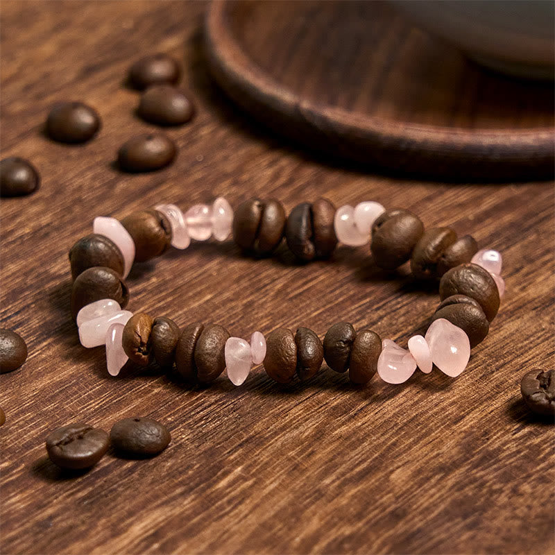 Bracciale di cristallo irregolare fatto a mano con chicchi di caffè naturali, ametista, citrino e amazzonite, Buddha Stones - image 32