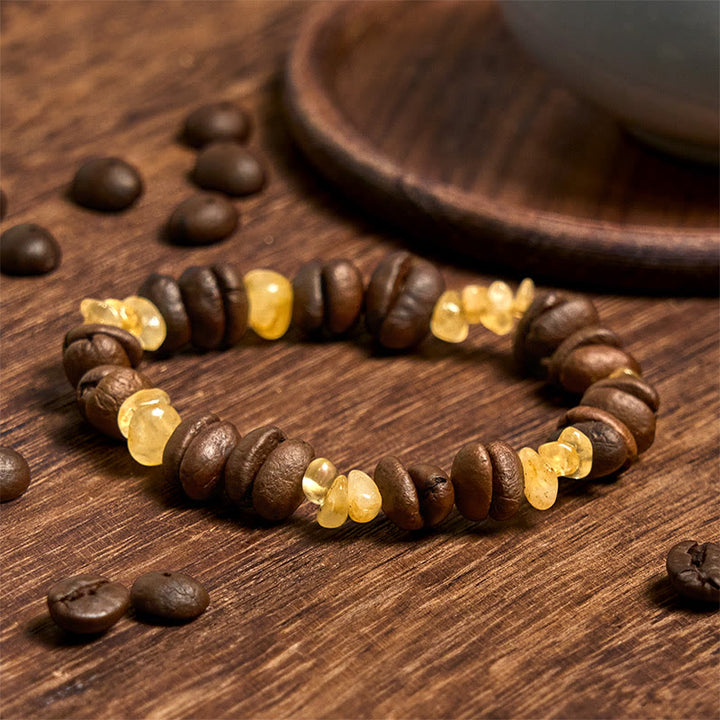 Bracciale di cristallo irregolare fatto a mano con chicchi di caffè naturali, ametista, citrino e amazzonite, Buddha Stones - image 7