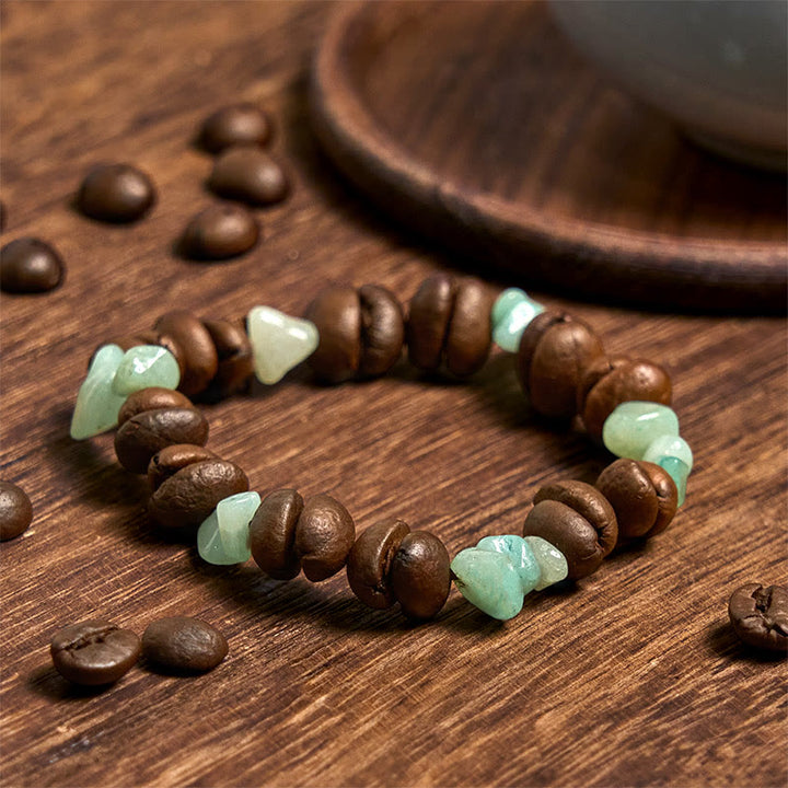 Bracciale di cristallo irregolare fatto a mano con chicchi di caffè naturali, ametista, citrino e amazzonite, Buddha Stones - image 12