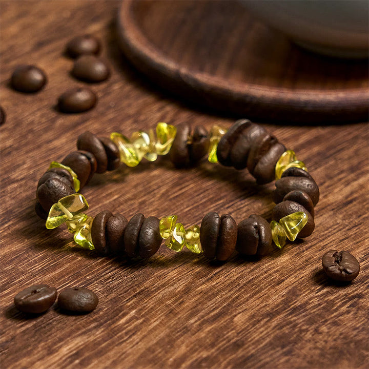 Bracciale di cristallo irregolare fatto a mano con chicchi di caffè naturali, ametista, citrino e amazzonite, Buddha Stones - image 37
