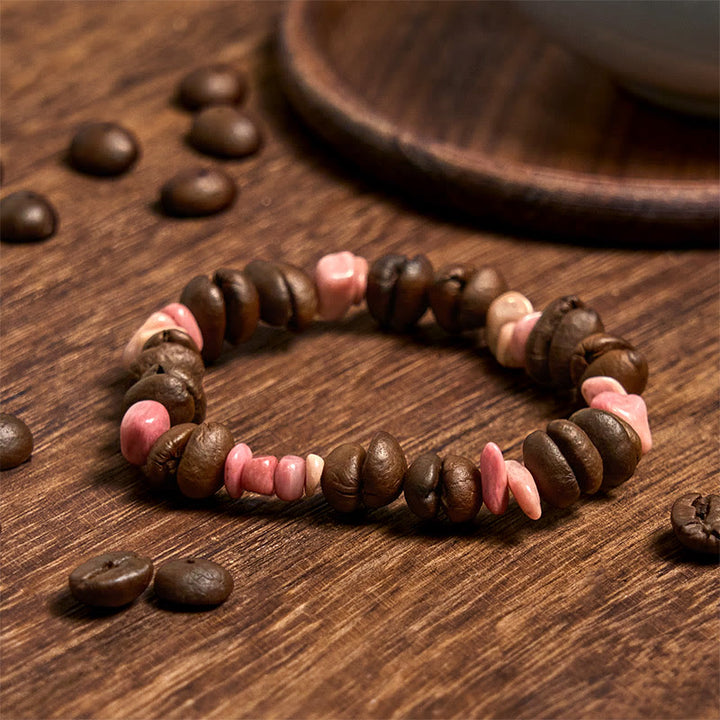 Bracciale di cristallo irregolare fatto a mano con chicchi di caffè naturali, ametista, citrino e amazzonite, Buddha Stones - image 17