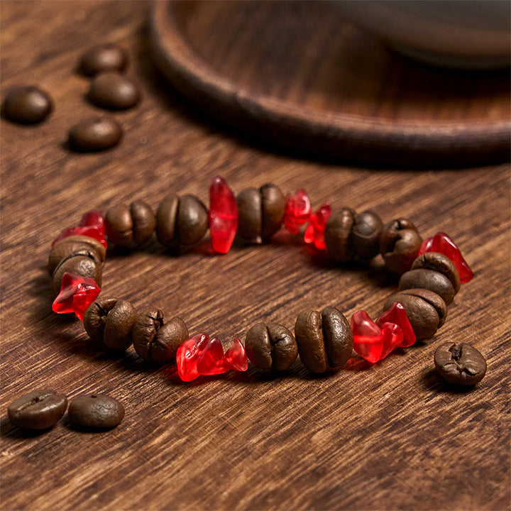 Bracciale di cristallo irregolare fatto a mano con chicchi di caffè naturali, ametista, citrino e amazzonite, Buddha Stones - image 42