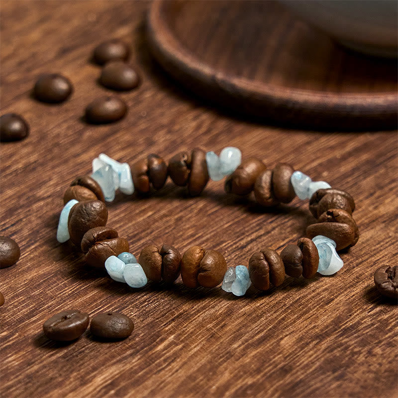 Bracciale di cristallo irregolare fatto a mano con chicchi di caffè naturali, ametista, citrino e amazzonite, Buddha Stones - image 22