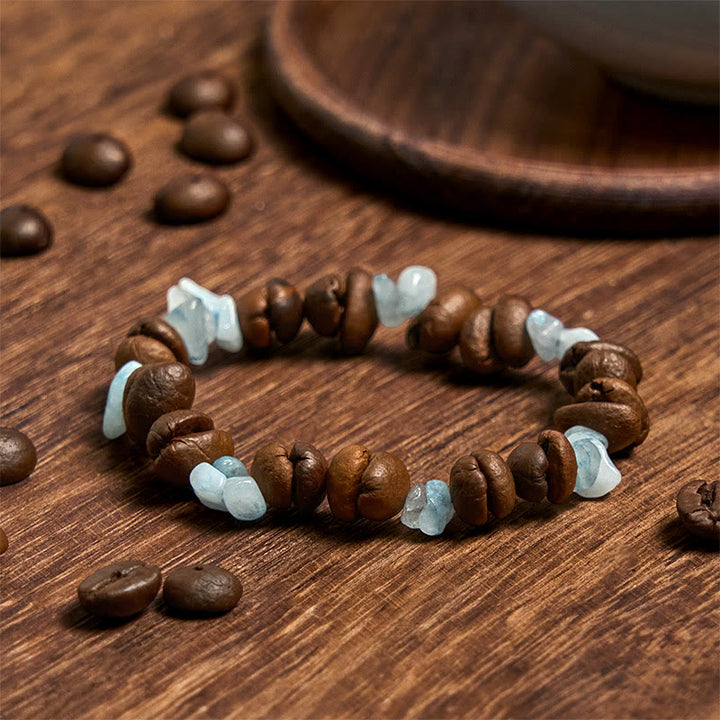 Bracciale di cristallo irregolare fatto a mano con chicchi di caffè naturali, ametista, citrino e amazzonite, Buddha Stones - image 22