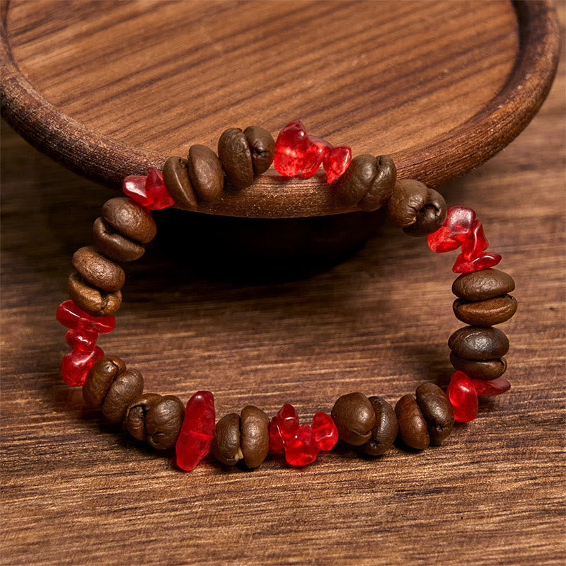 Bracciale di cristallo irregolare fatto a mano con chicchi di caffè naturali, ametista, citrino e amazzonite, Buddha Stones - image 43