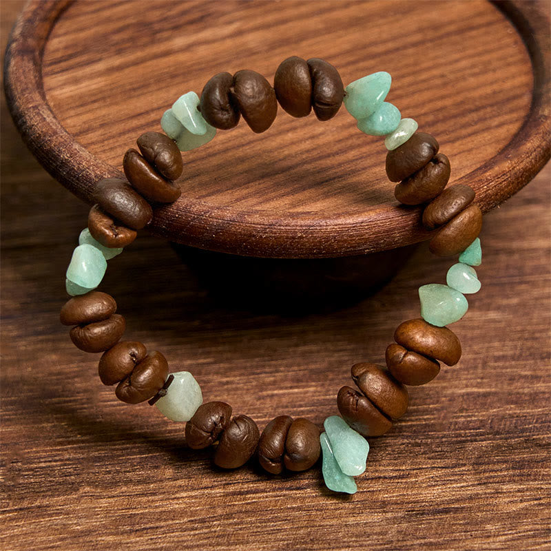 Bracciale di cristallo irregolare fatto a mano con chicchi di caffè naturali, ametista, citrino e amazzonite, Buddha Stones - image 13