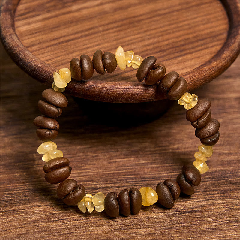 Bracciale di cristallo irregolare fatto a mano con chicchi di caffè naturali, ametista, citrino e amazzonite, Buddha Stones - image 8
