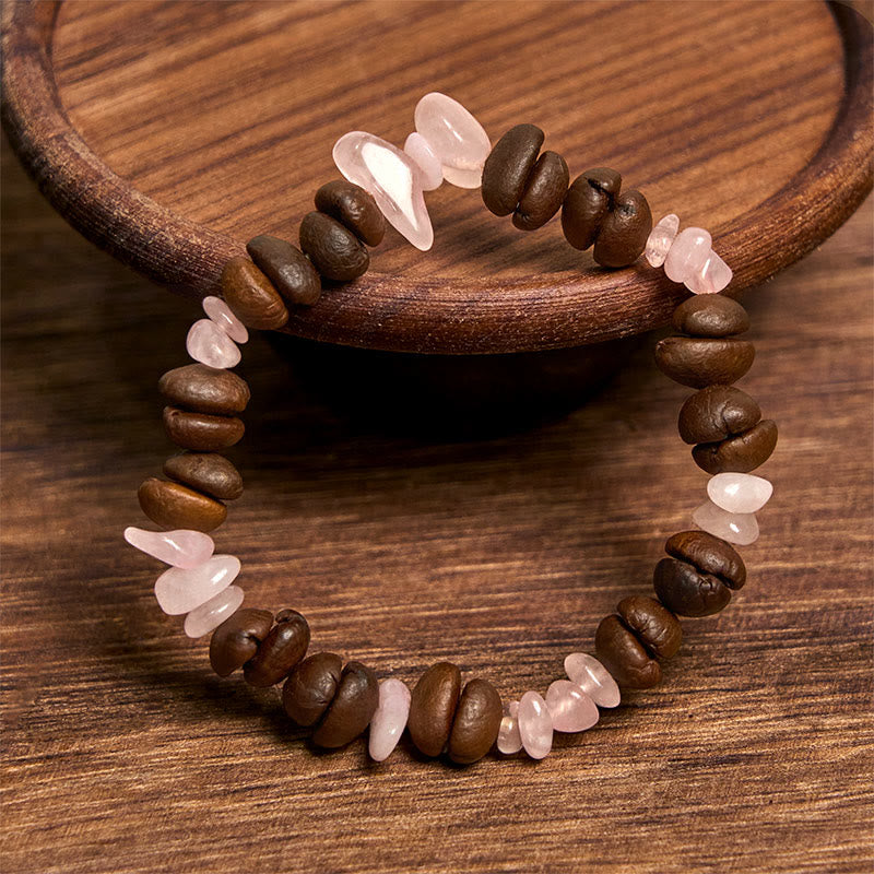 Bracciale di cristallo irregolare fatto a mano con chicchi di caffè naturali, ametista, citrino e amazzonite, Buddha Stones - image 33