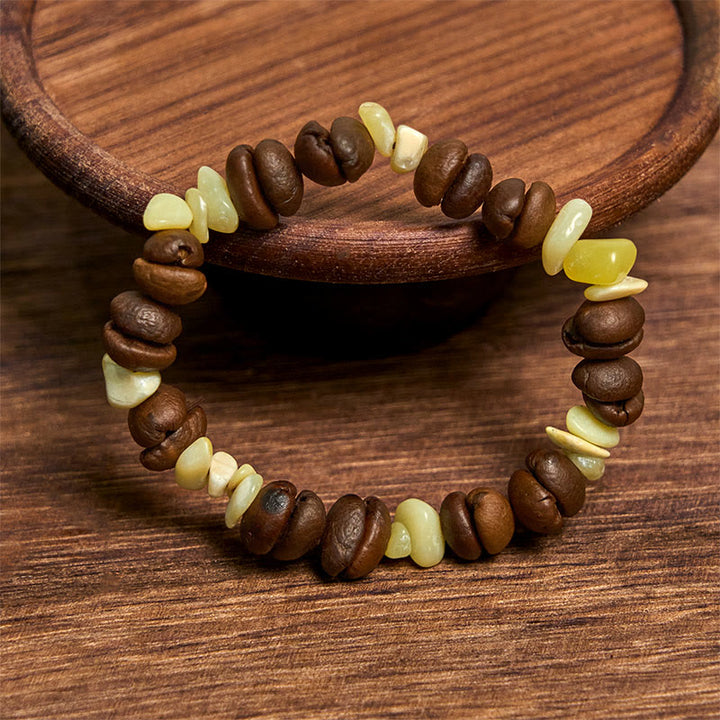 Bracciale di cristallo irregolare fatto a mano con chicchi di caffè naturali, ametista, citrino e amazzonite, Buddha Stones - image 48