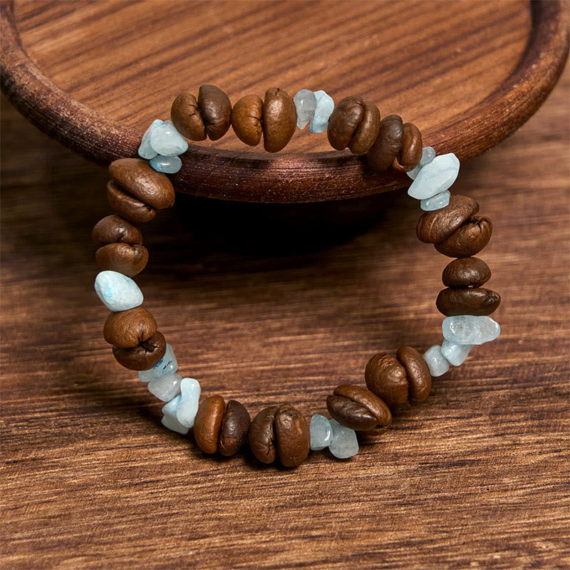Bracciale di cristallo irregolare fatto a mano con chicchi di caffè naturali, ametista, citrino e amazzonite, Buddha Stones - image 23