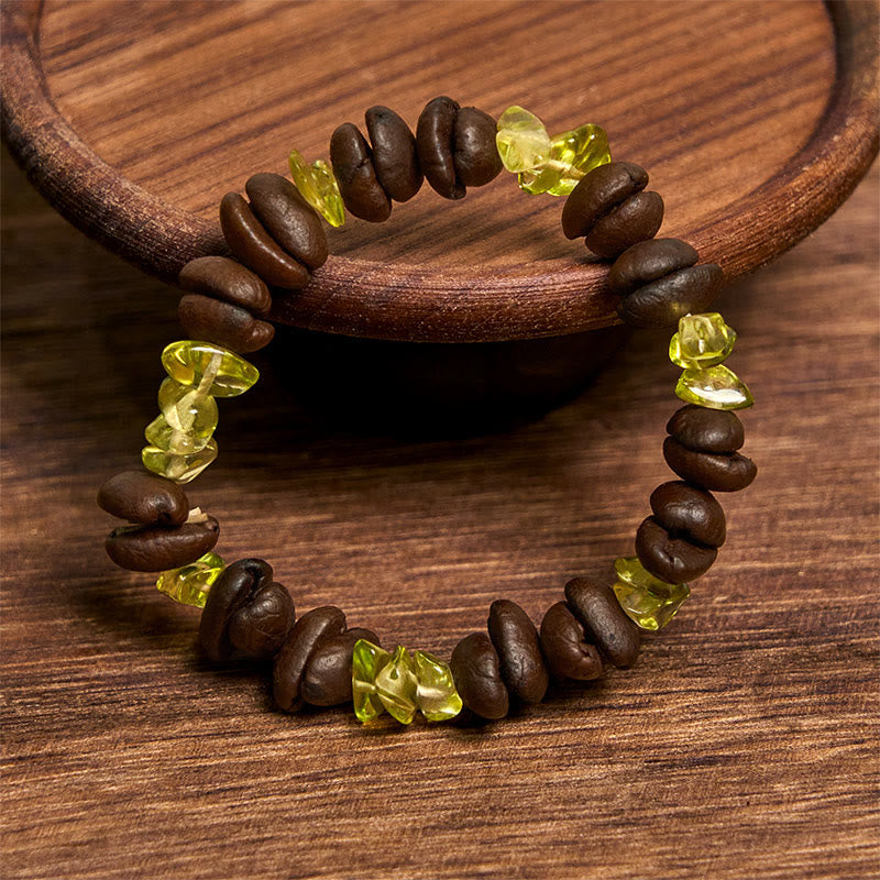 Bracciale di cristallo irregolare fatto a mano con chicchi di caffè naturali, ametista, citrino e amazzonite, Buddha Stones - image 38