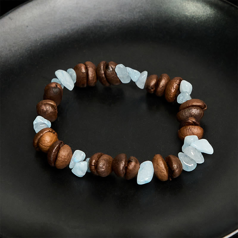 Bracciale di cristallo irregolare fatto a mano con chicchi di caffè naturali, ametista, citrino e amazzonite, Buddha Stones - image 24