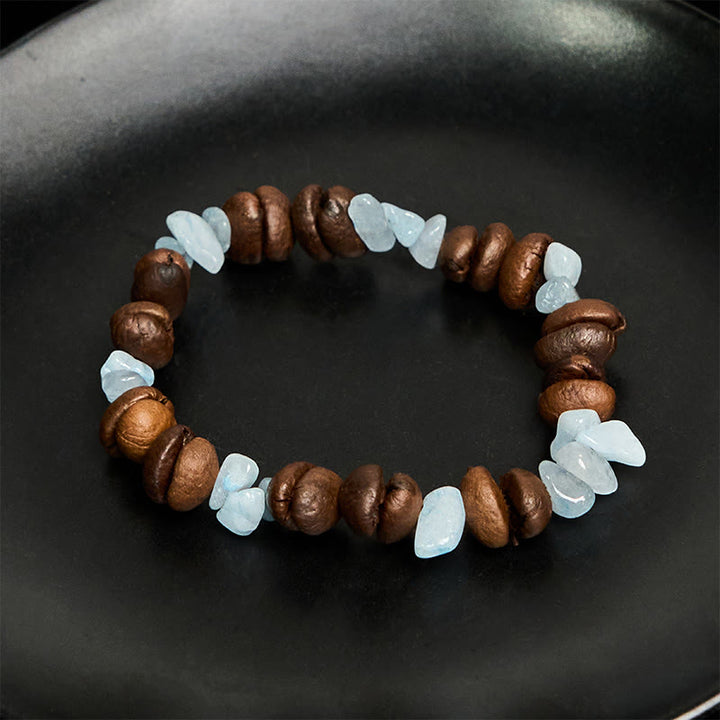 Bracciale di cristallo irregolare fatto a mano con chicchi di caffè naturali, ametista, citrino e amazzonite, Buddha Stones - image 24