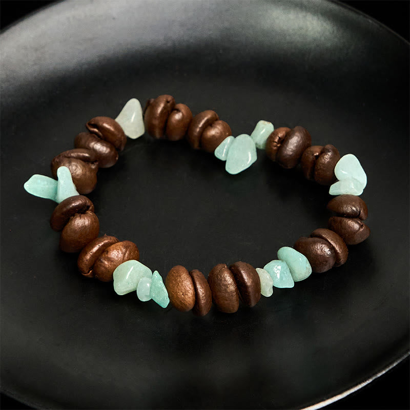 Bracciale di cristallo irregolare fatto a mano con chicchi di caffè naturali, ametista, citrino e amazzonite, Buddha Stones - image 14
