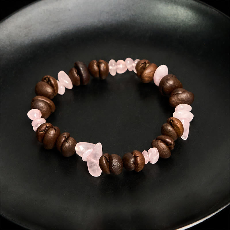 Bracciale di cristallo irregolare fatto a mano con chicchi di caffè naturali, ametista, citrino e amazzonite, Buddha Stones - image 34