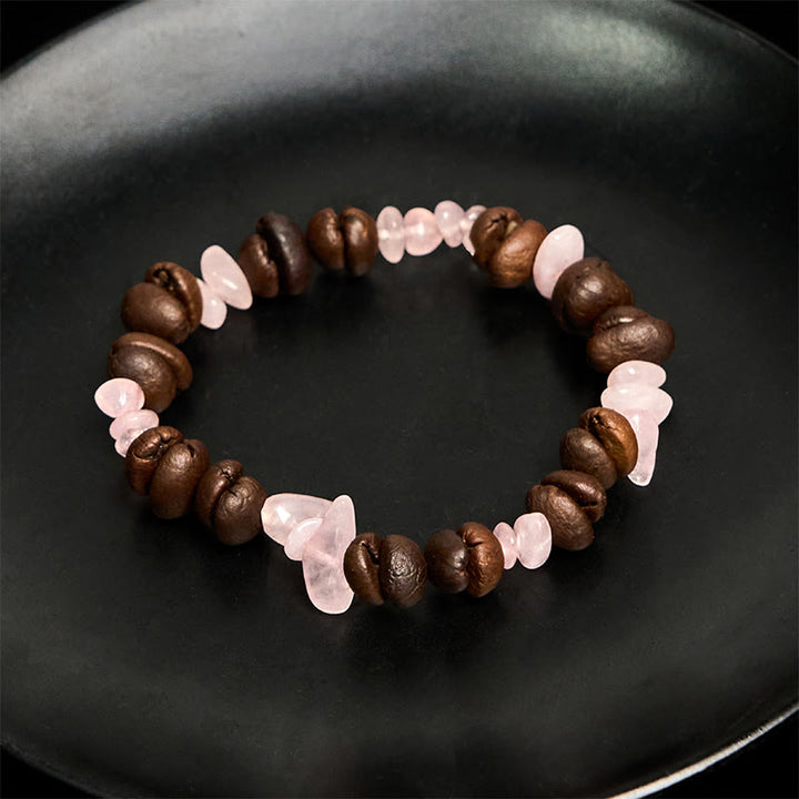 Bracciale di cristallo irregolare fatto a mano con chicchi di caffè naturali, ametista, citrino e amazzonite, Buddha Stones - image 34