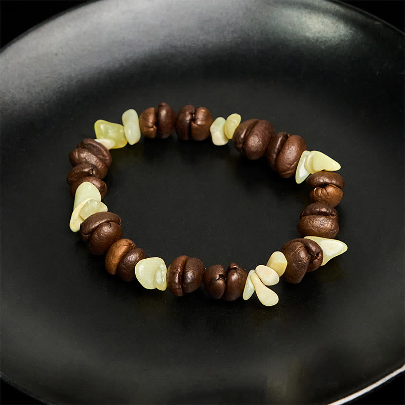 Bracciale di cristallo irregolare fatto a mano con chicchi di caffè naturali, ametista, citrino e amazzonite, Buddha Stones - image 49