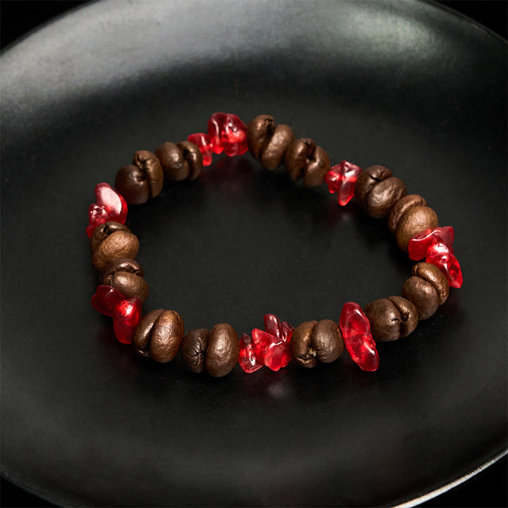 Bracciale di cristallo irregolare fatto a mano con chicchi di caffè naturali, ametista, citrino e amazzonite, Buddha Stones - image 44