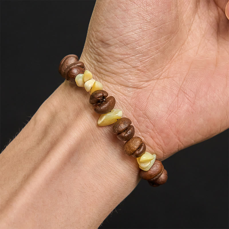 Bracciale di cristallo irregolare fatto a mano con chicchi di caffè naturali, ametista, citrino e amazzonite, Buddha Stones - image 50