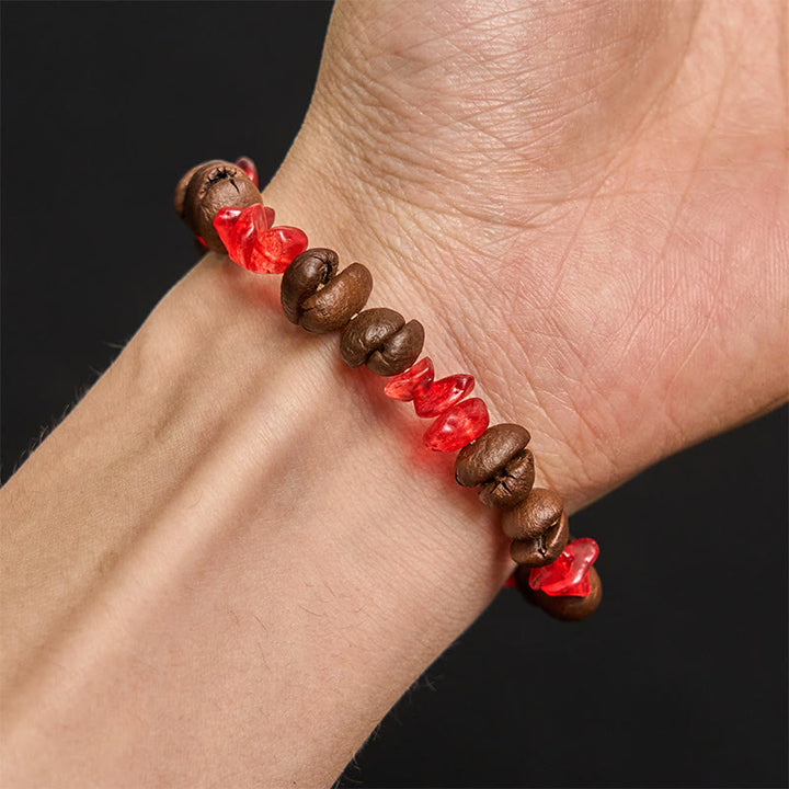 Bracciale di cristallo irregolare fatto a mano con chicchi di caffè naturali, ametista, citrino e amazzonite, Buddha Stones - image 45