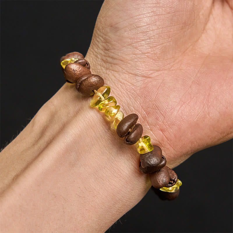 Bracciale di cristallo irregolare fatto a mano con chicchi di caffè naturali, ametista, citrino e amazzonite, Buddha Stones - image 40