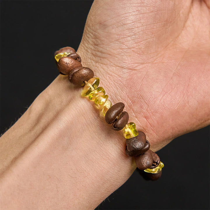 Bracciale di cristallo irregolare fatto a mano con chicchi di caffè naturali, ametista, citrino e amazzonite, Buddha Stones - image 40